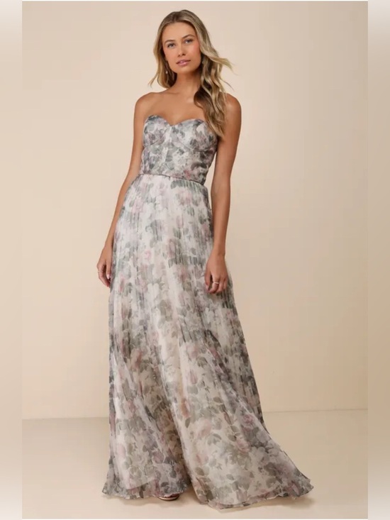 Lulus Dresses & Skirts - Most Beautiful Day Ivory Multi Floral Print Organza Maxi Dress | Size 4